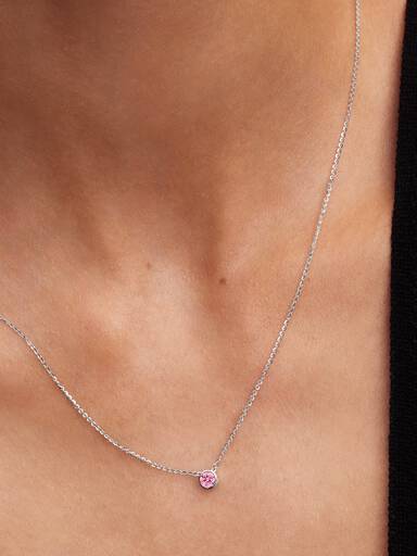 Collier à pendentif en argent sterling avec diamant rose créé en laboratoire au serti clos Pandora Era