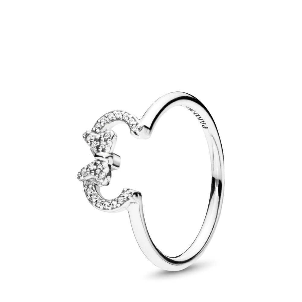 PANDORA Disney Minnie Mouse Ears Silhouette Puzzle Ring, in Clear, Size 50