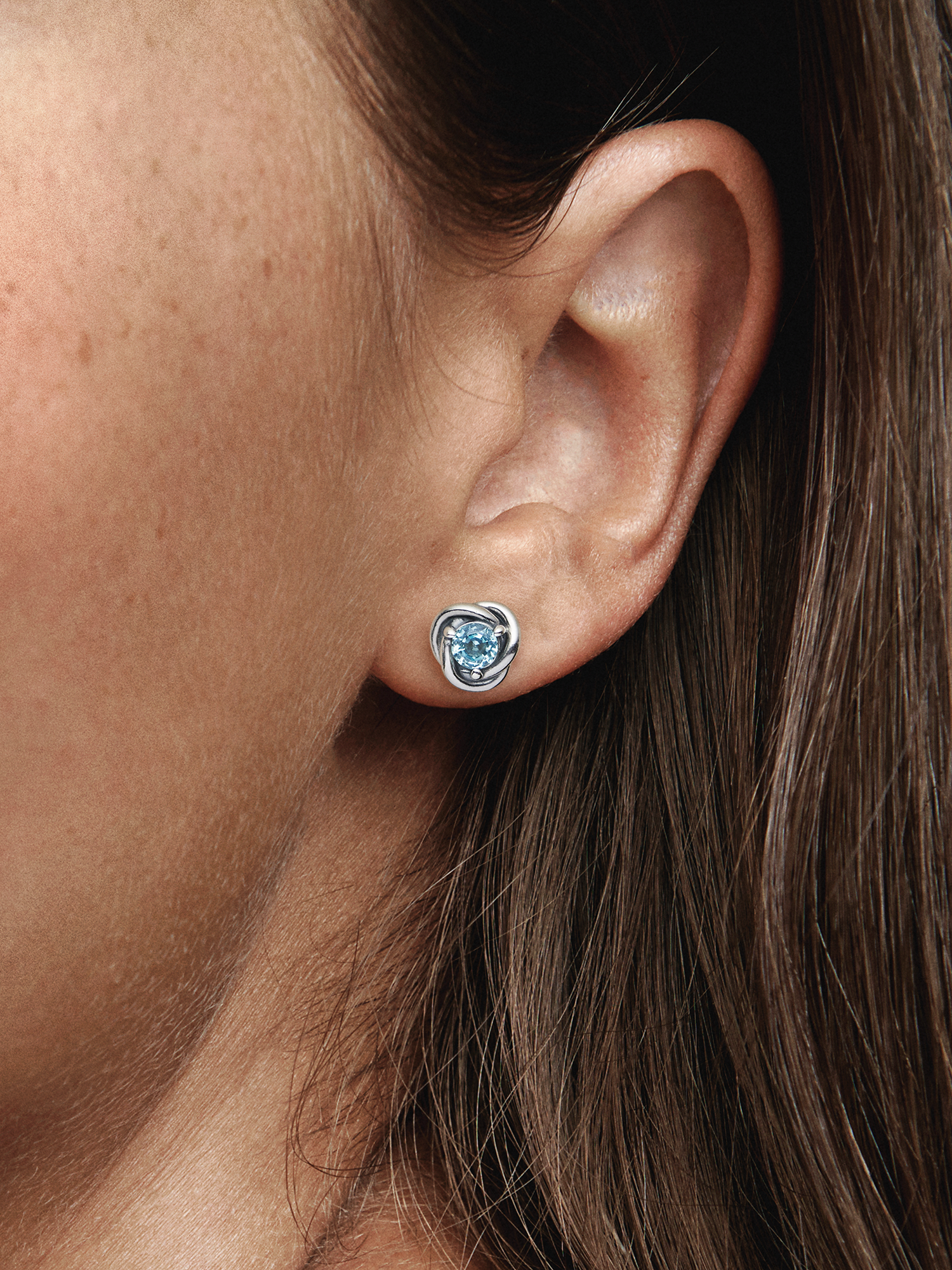 March Sea Aqua Blue Eternity Circle Stud Earrings