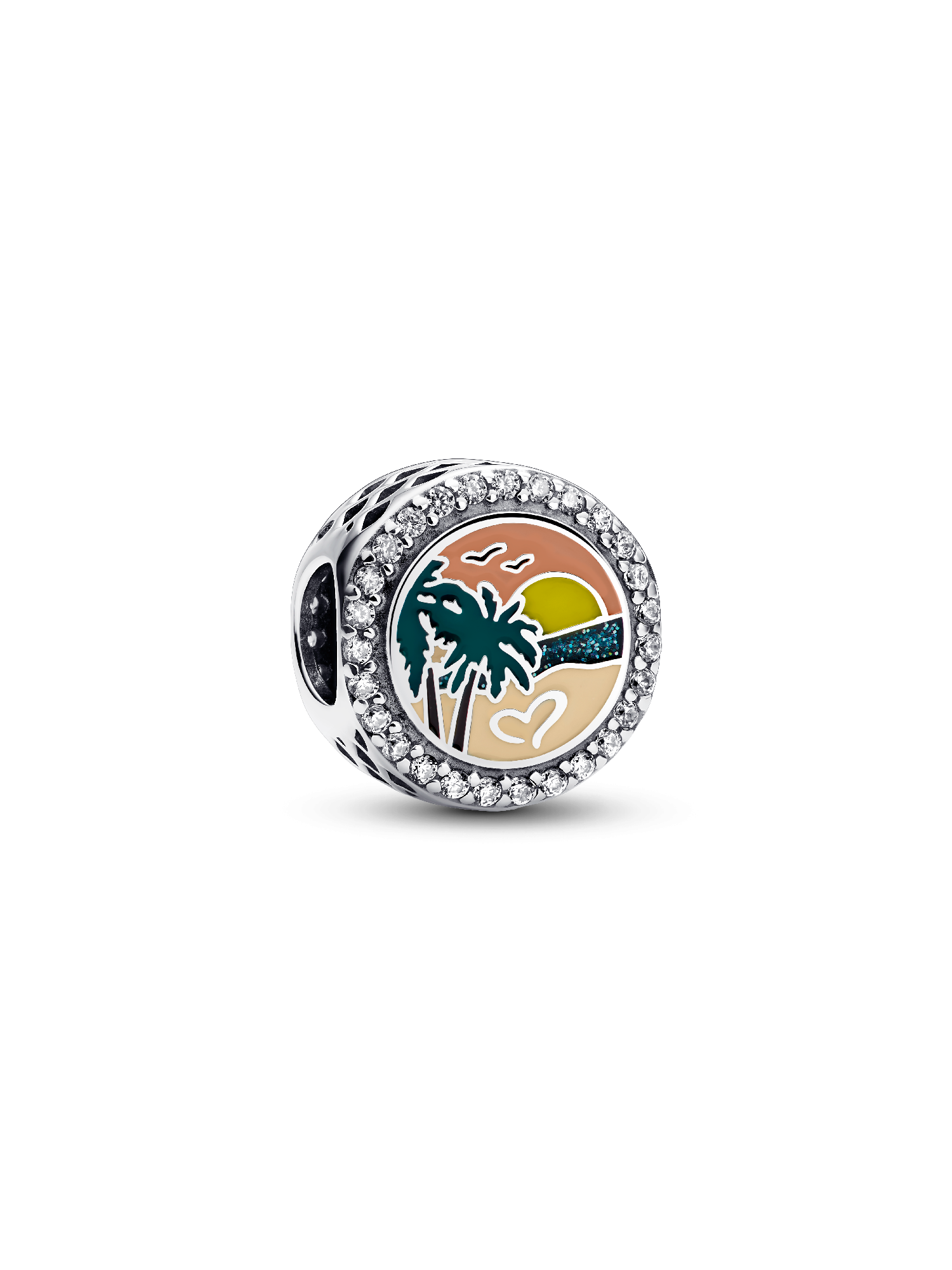 Engravable Beach Heart Scene Charm