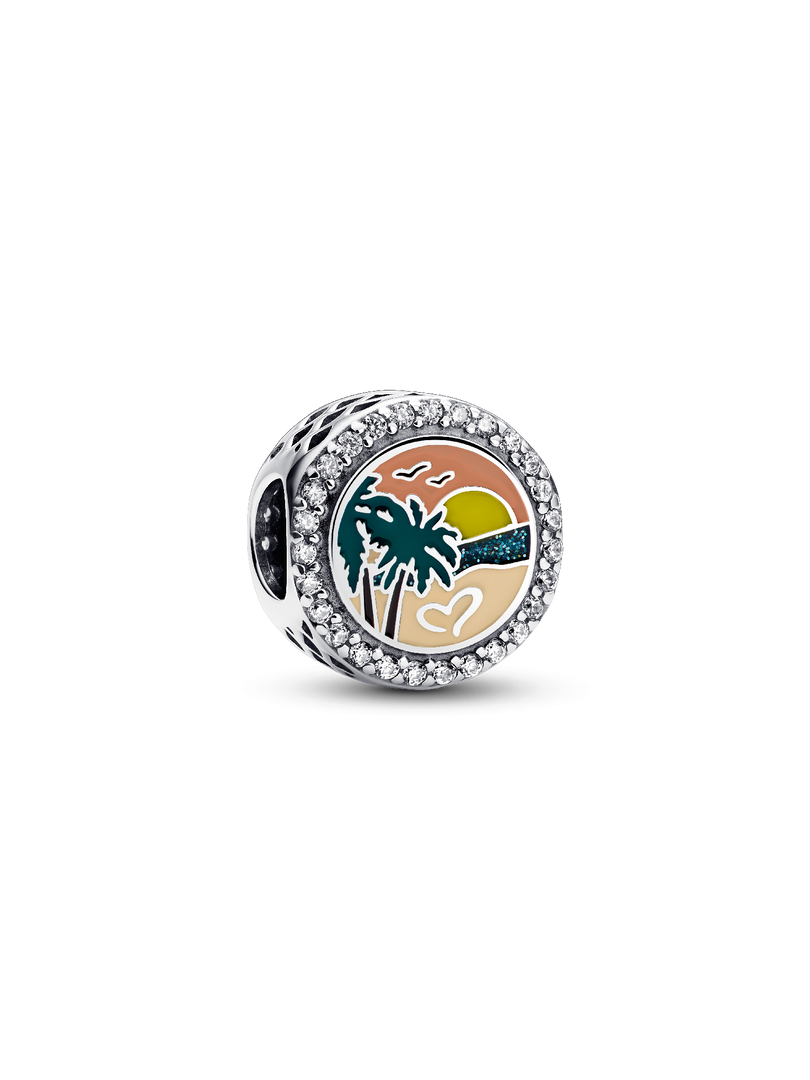 Engravable Beach Heart Scene Charm