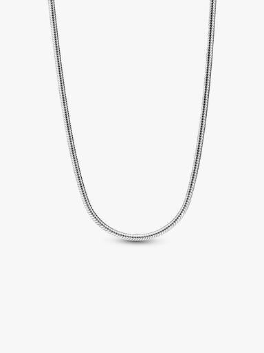 Slim Snake Chain Necklace, Platinum Plated