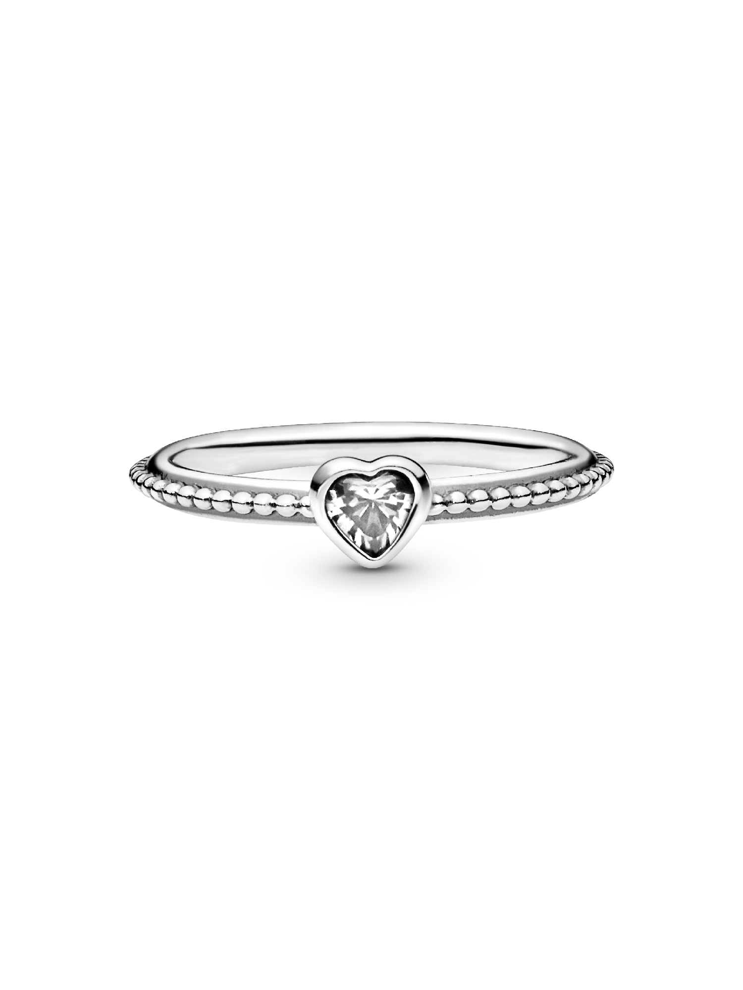 Clear Heart Beaded Ring