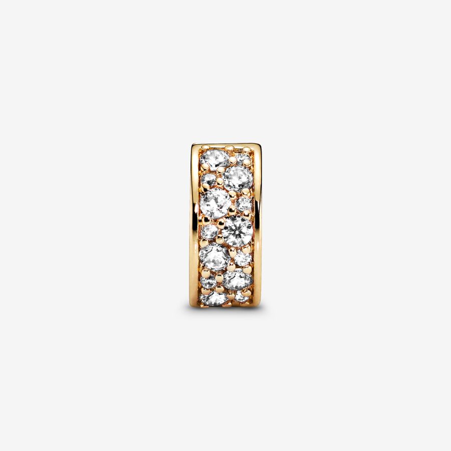 768669c01 Clear Pavé Clip Charm | Gold plated | Pandora Canada