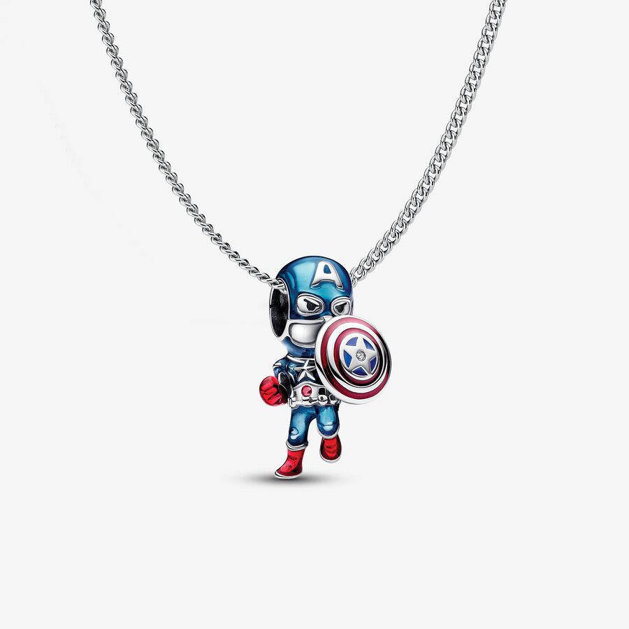 Captain America Charm Necklace Set image number 0