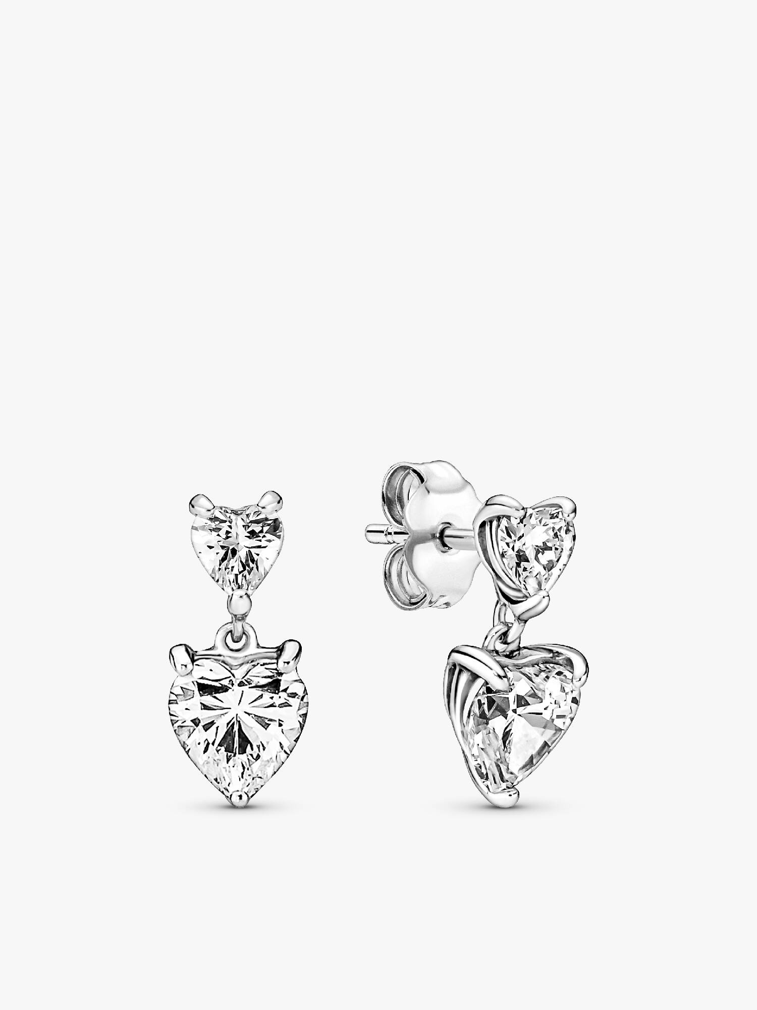 Double Heart Sparkling Stud Earrings