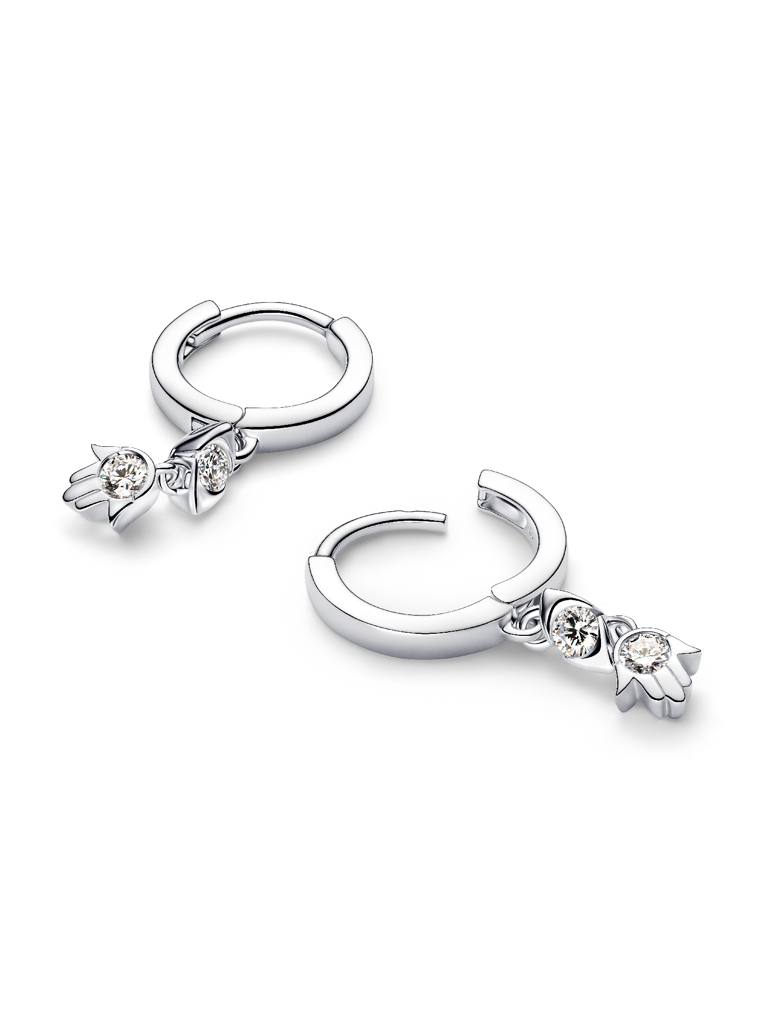 Pandora Talisman Sterling Silver Lab-Grown Diamond Evil Eye & Hamsa Hand Dangle Earrings