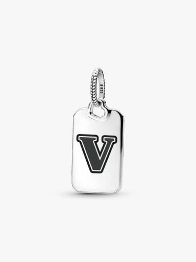 Letter V Rectangle Pendant