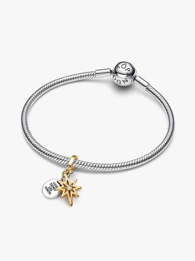 Charm-pendentif à graver Étoile du Nord avec diamant cultivé en laboratoire