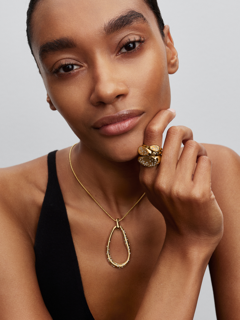 Stone-Set Oval Domed Signet Ring