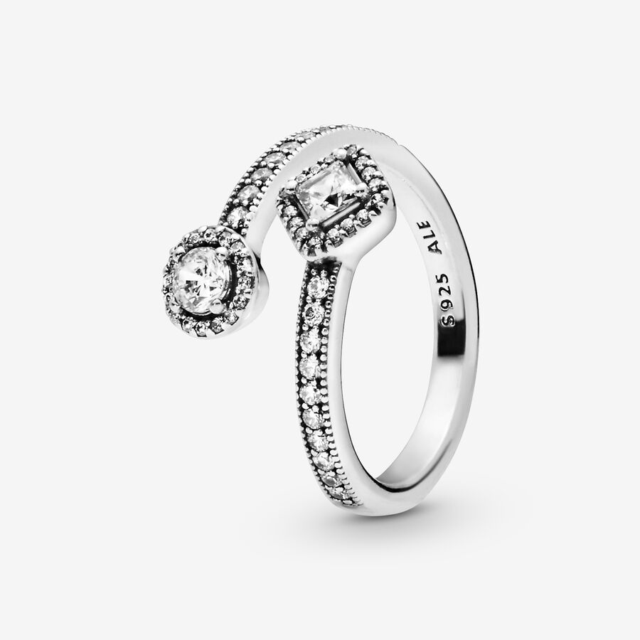 FINAL SALE - Sparkling Square & Circle Open Ring image number 0