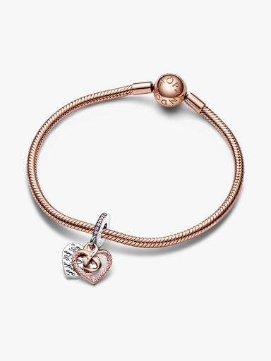 Charm-pendentif Cœur et symbole d’infini deux tons double