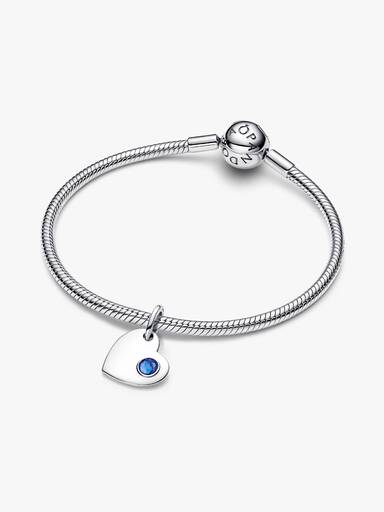 Charm-pendentif gravable Cœur avec pierre bleue de septembre