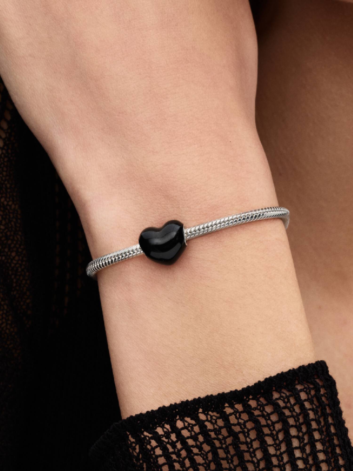 Metallic Black Heart Charm