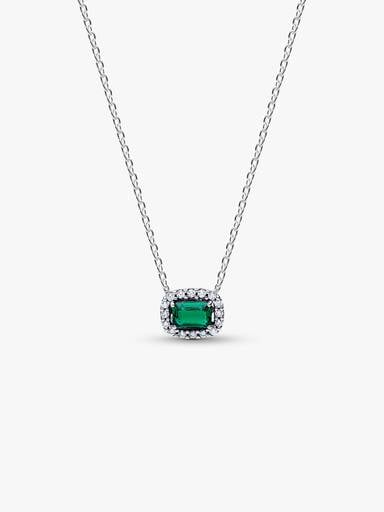 Collier à pendentif Halo vert scintillant rectangulaire