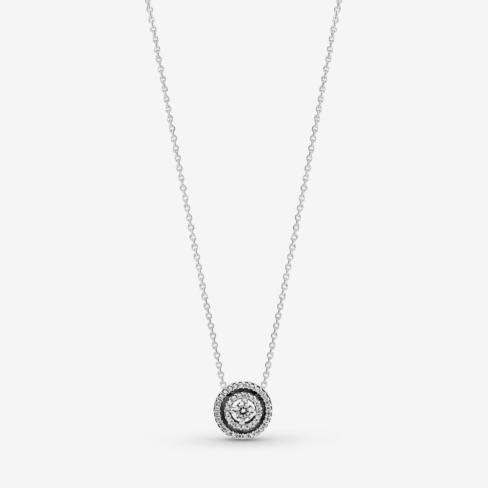 Sparkling Double Halo Collier Necklace | Sterling silver | Pandora ...