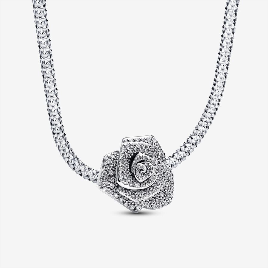 Sparkling Rose in Bloom Charm Necklace Set image number 0