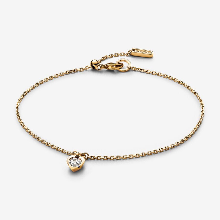 Pandora Talisman Lab-grown Diamond Heart Chain Bracelet 0.25 carat tw  14k Gold