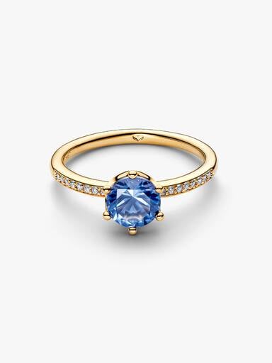 Bague à solitaire Couronne bleue scintillante