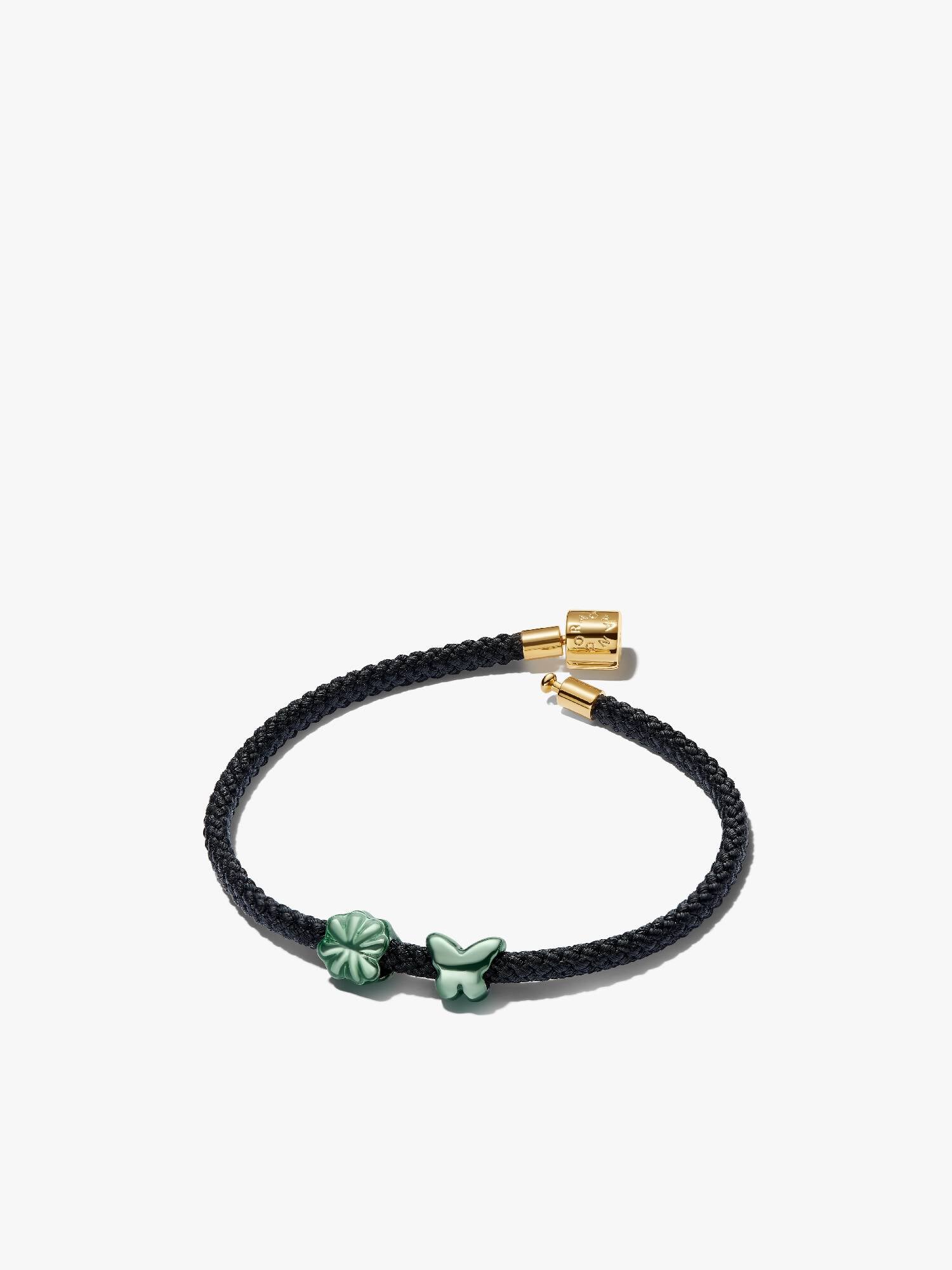 Butterfly & Clover Mini Charm Cord Bracelet