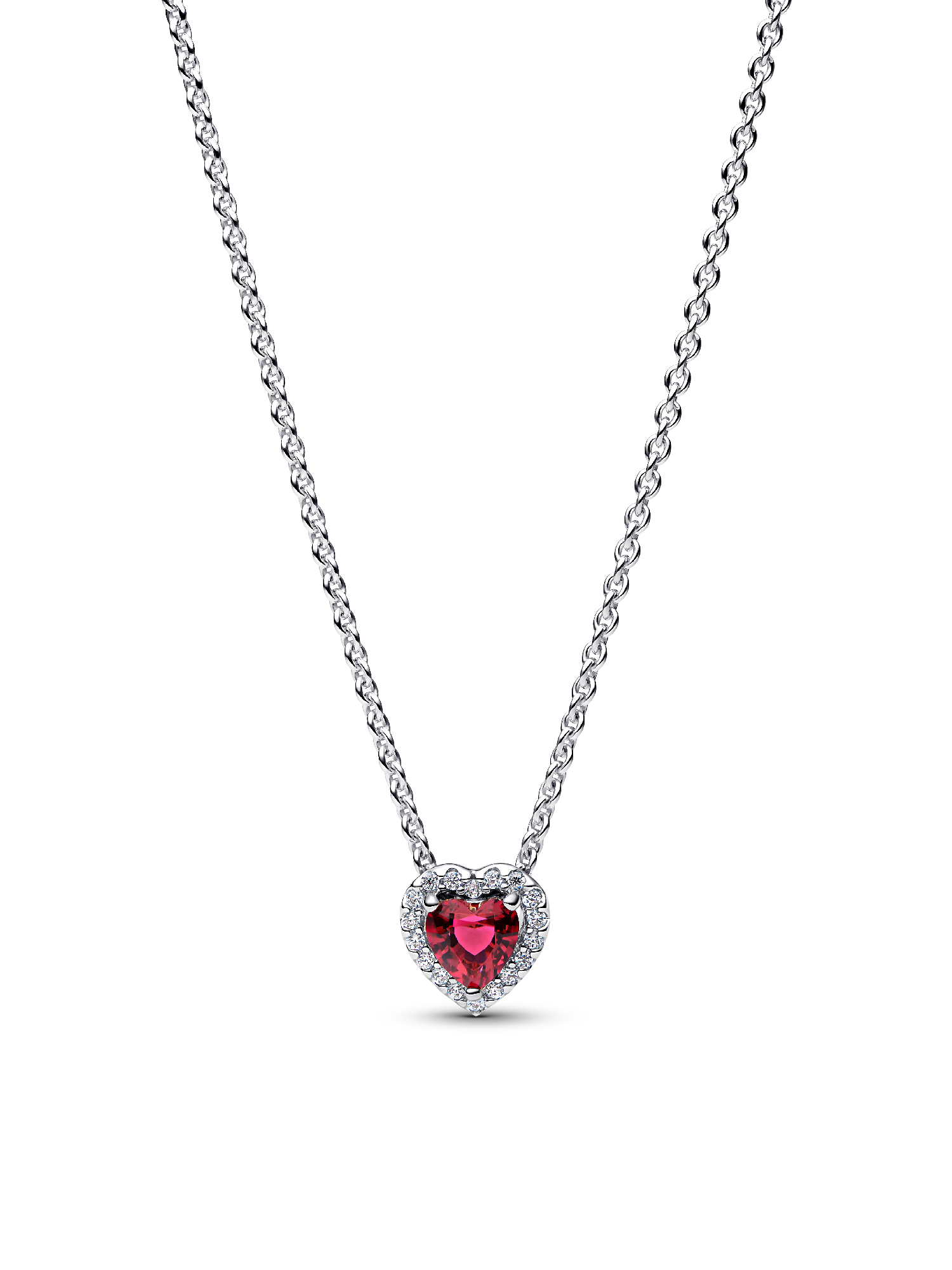 Oversized Pink Halo Heart Collier Necklace | Sterling silver