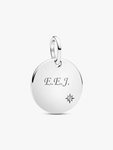 Pendentif étiquette à graver avec diamant cultivé en laboratoire