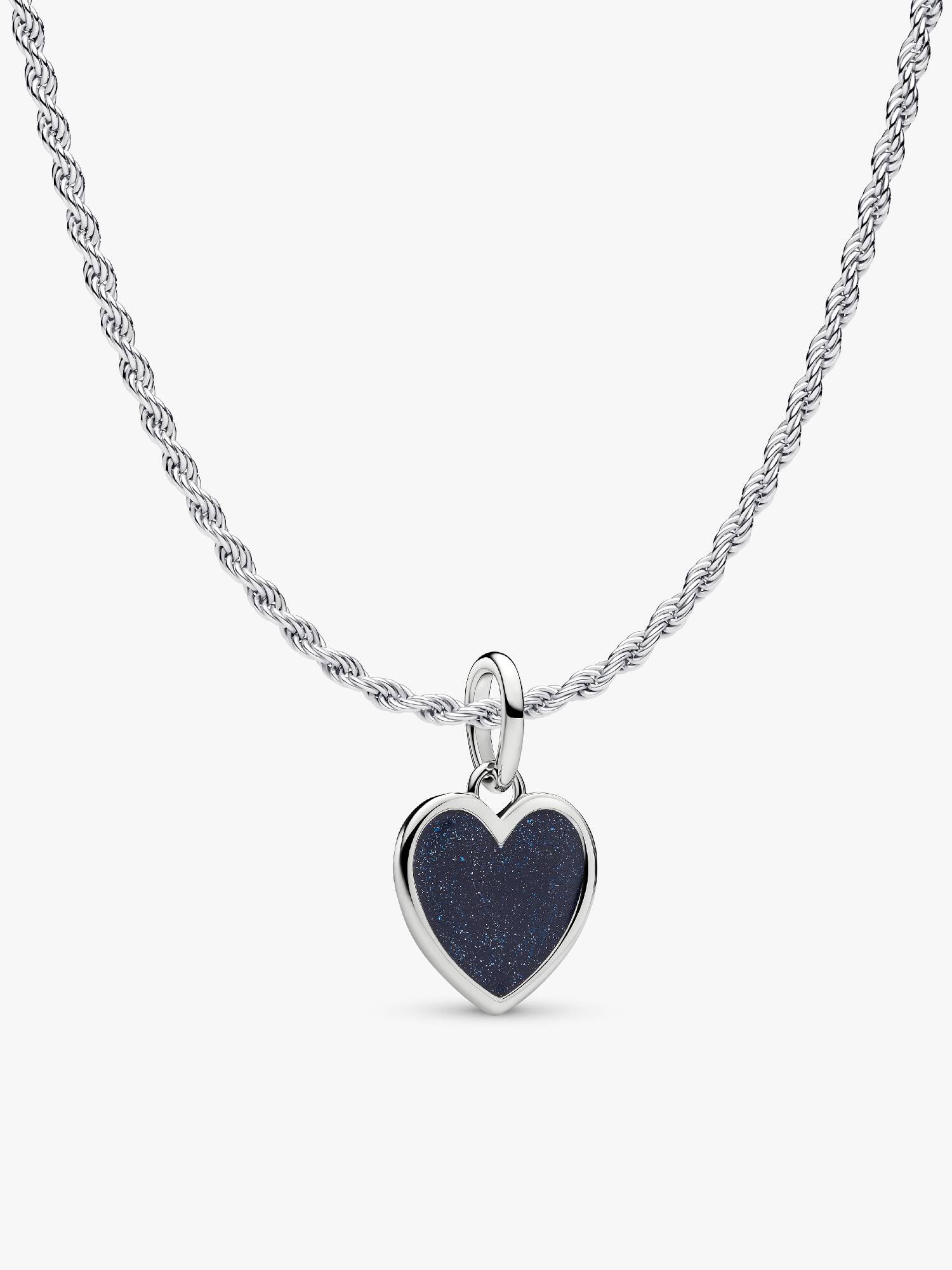 Collier avec charm-pendentif Cœur bleu à graver