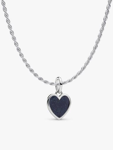 Collier avec charm-pendentif Cœur bleu à graver