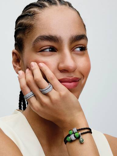 Pandora Moments Brown Braided Double Leather Bracelet