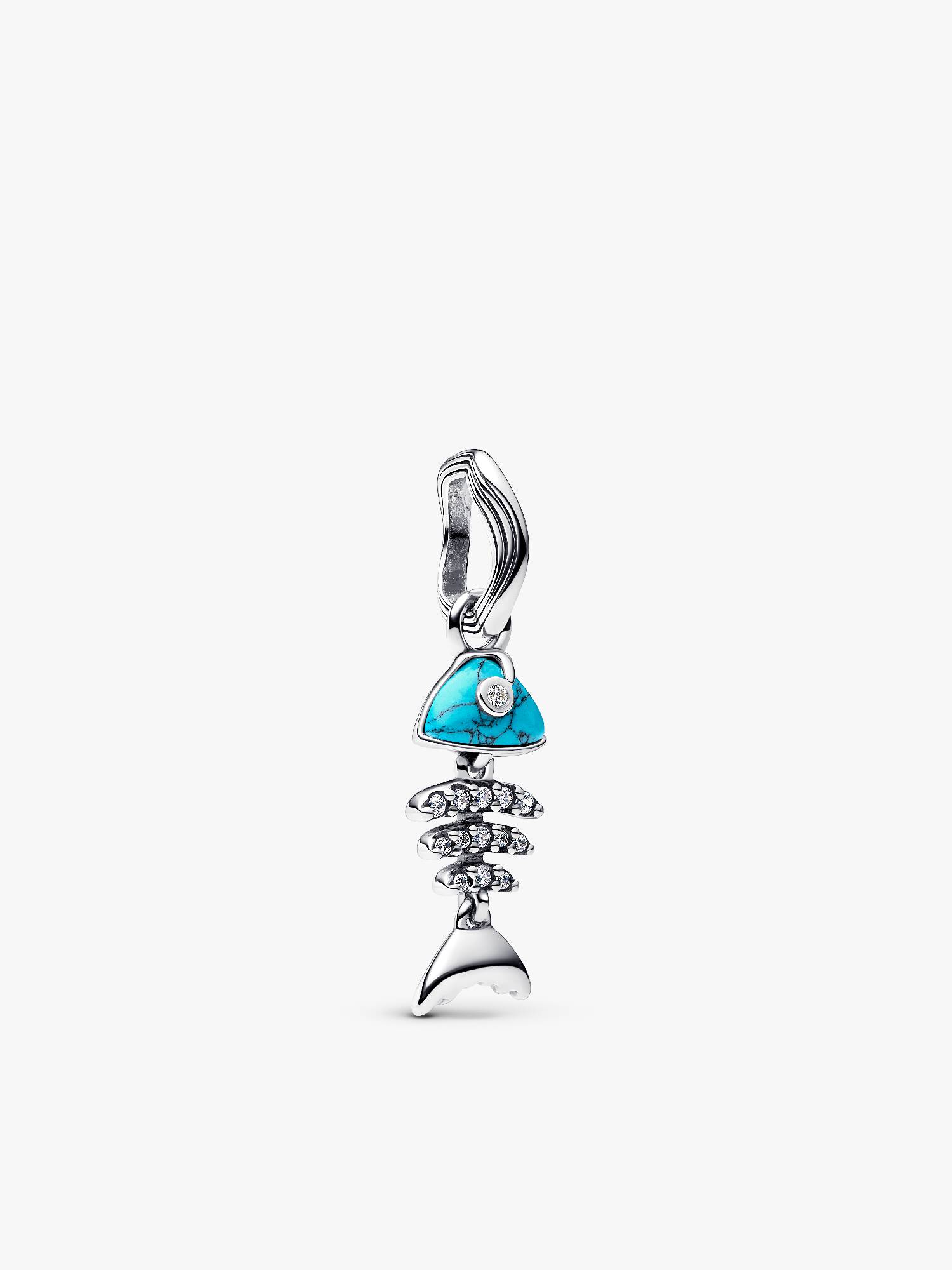 Charm-pendentif Squelette de poisson turquoise
