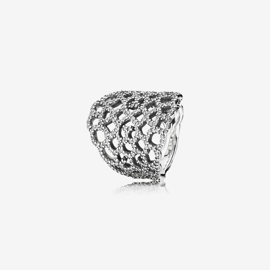 FINAL SALE - Shimmering Lace Ring, Clear CZ | Sterling silver | Pandora ...