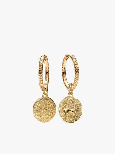 Lion Medallion Charm Earrings