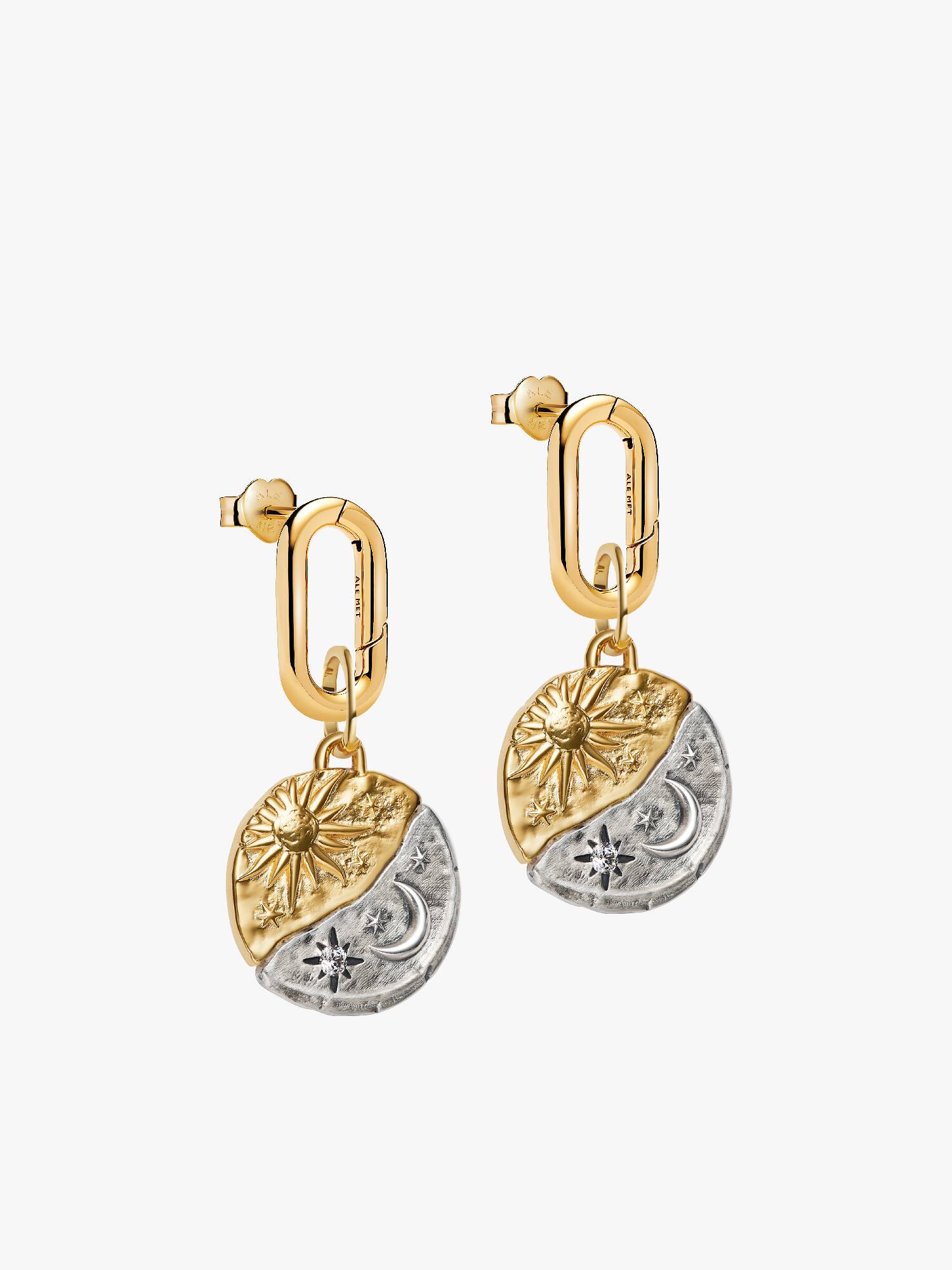 Boucles d'oreilles à charms Lune et soleil