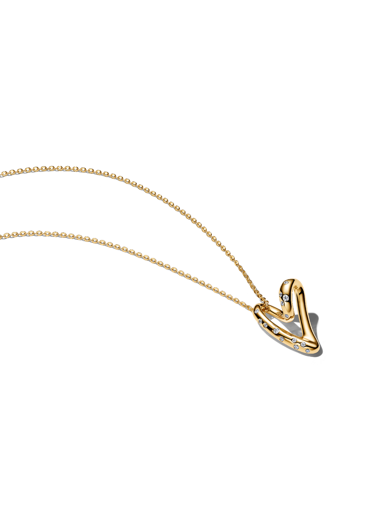 Organically Shaped Stone-Set Heart Pendant Necklace
