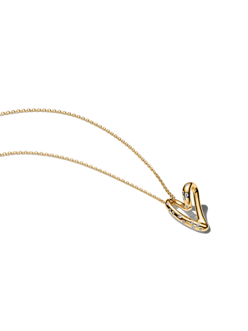 Organically Shaped Stone-Set Heart Pendant Necklace