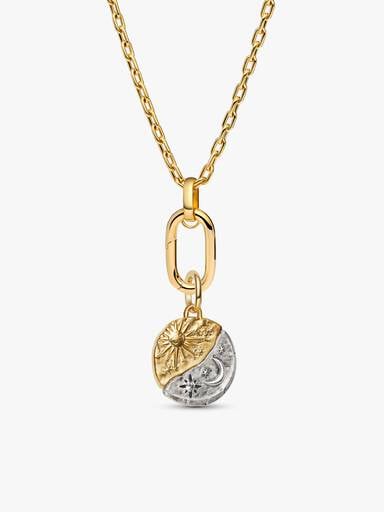Sun & Moon Medallion Pendant Necklace