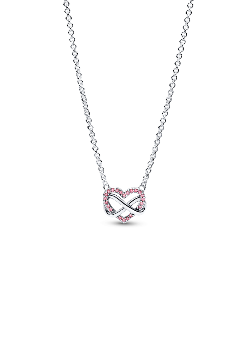 Sparkling Pink Infinity Heart Collier Necklace