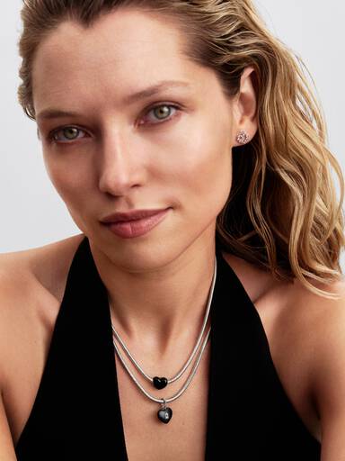 VENTE FINALE - Charm-pendentif Cadenas en cœur en céramique noir mat