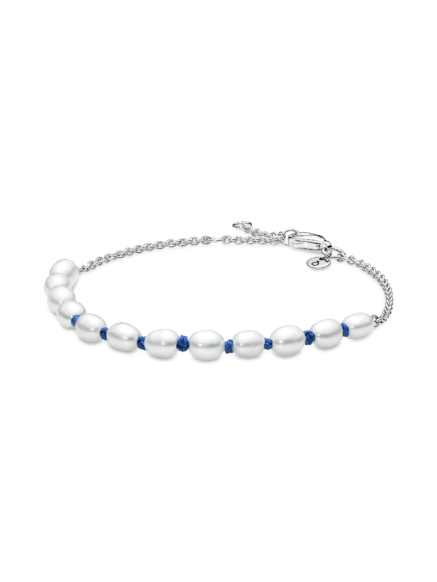 Treated Freshwater Cultured Pearl Blue Cord Chain Bracelet