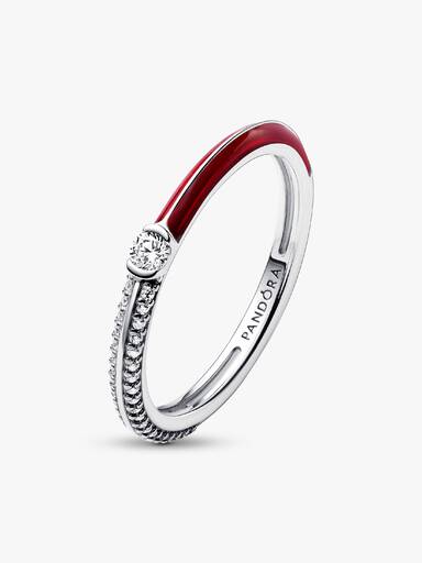 VENTE FINALE - Bague Double pavé et rouge Pandora ME