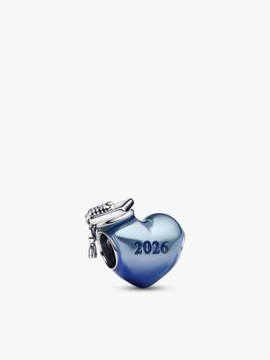 Bracelet avec charm Cœur bleu de remise de diplômes 2026