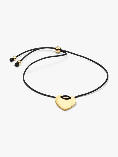 Bracelet gravable Cœur avec cordon noir coulissant