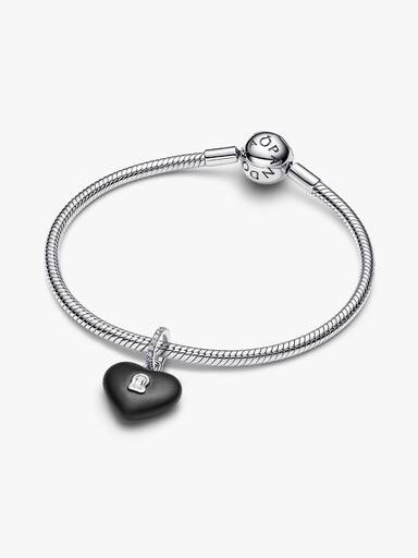 VENTE FINALE - Charm-pendentif Cadenas en cœur en céramique noir mat