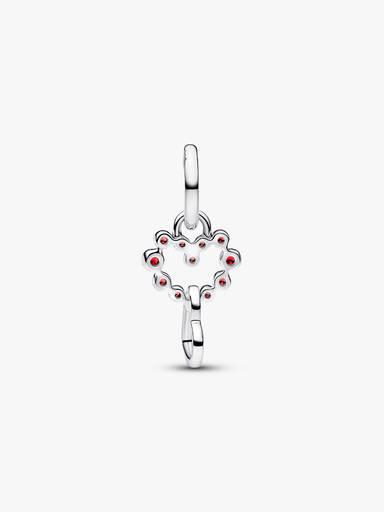 Charm-pendentif Cœurs connectés et pierres rouges