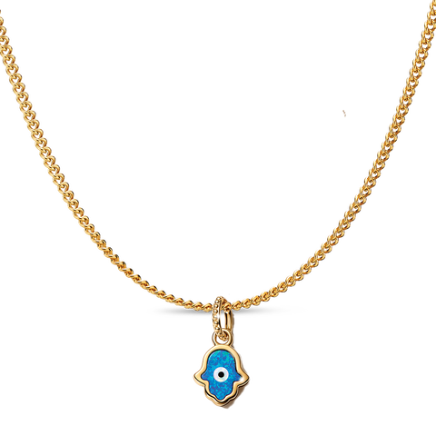 Ensemble de collier pendentif à breloque main Hamsa bleu opalescent