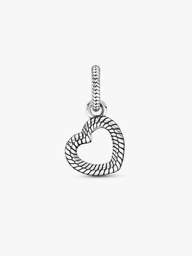 FINAL SALE - Snake Chain Pattern Open Heart Pendant