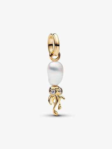 Charm-pendentif Calmar avec perle de culture d’eau douce baroque traitée