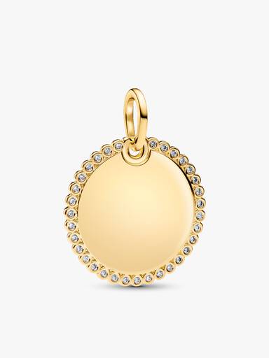 Collier à pendentif gravable rond scintillant