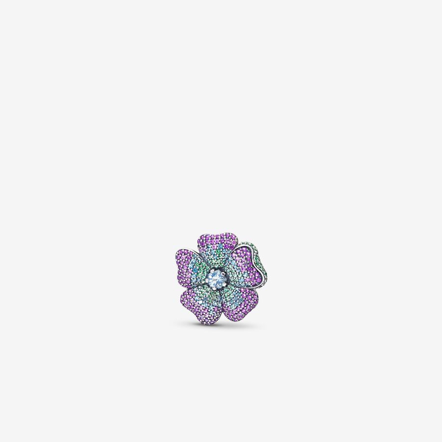 FINAL SALE - Glorious Bloom Pendant Brooch, Multi-coloured CZ image number 0