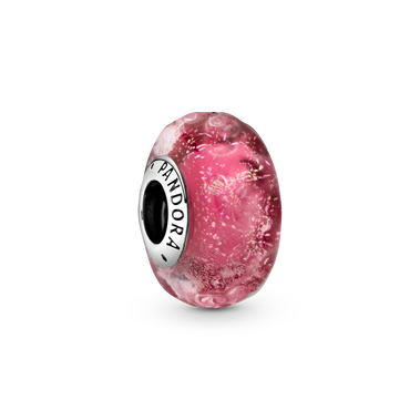 Wavy Fancy Pink Murano Glass Charm